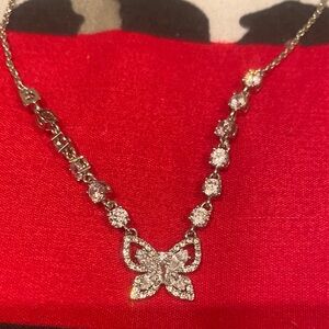 Marchesa Silver-Tone Crystal Butterfly Necklace